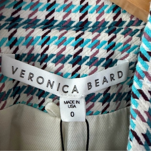 New VERONICA BEARD | Farley Dickey Jacket Turquoise Multi Tweed Houndstooth 0 - Picture 5 of 10